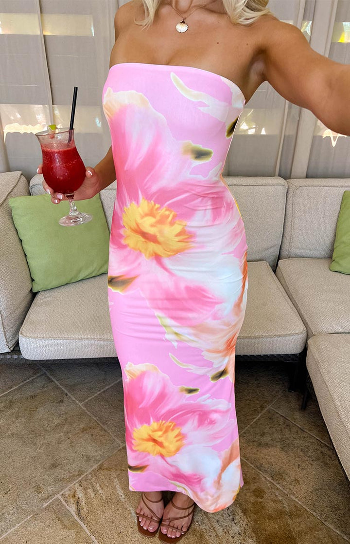 Arizona - Vestido Maxi de Malla Floral