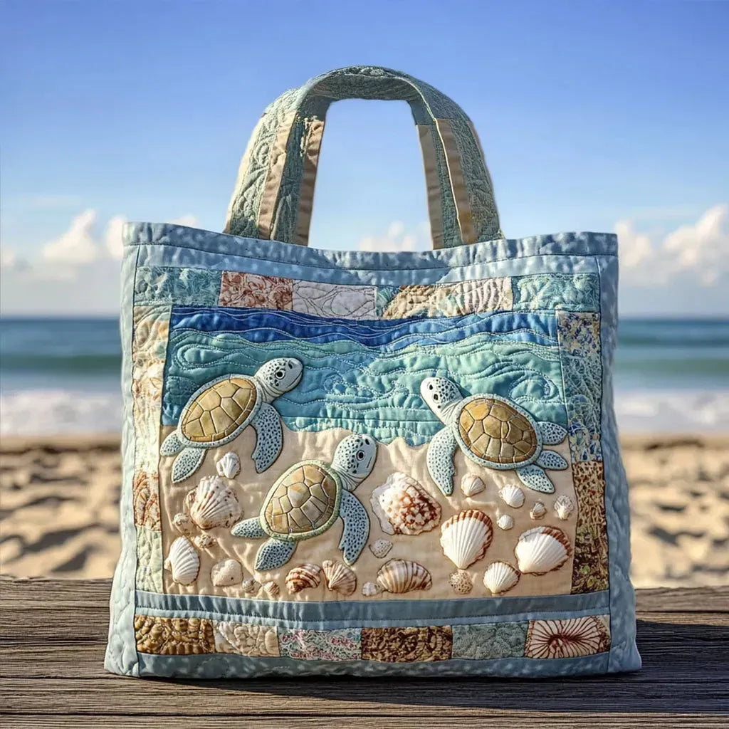 Bolso Tote Acolchado Artesanal - Tortugas Marinas