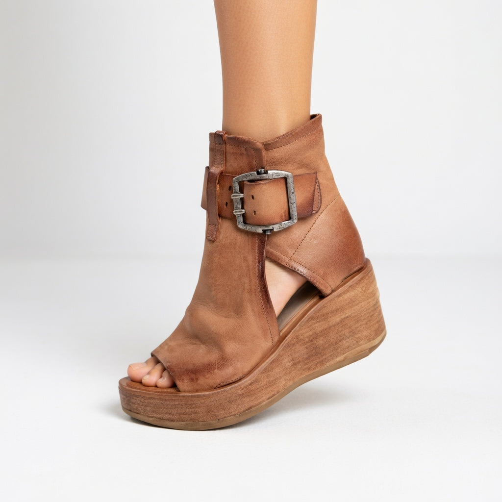Sarah™ — Botas de Tobillo con Cuña y Punta Abierta con Estilo