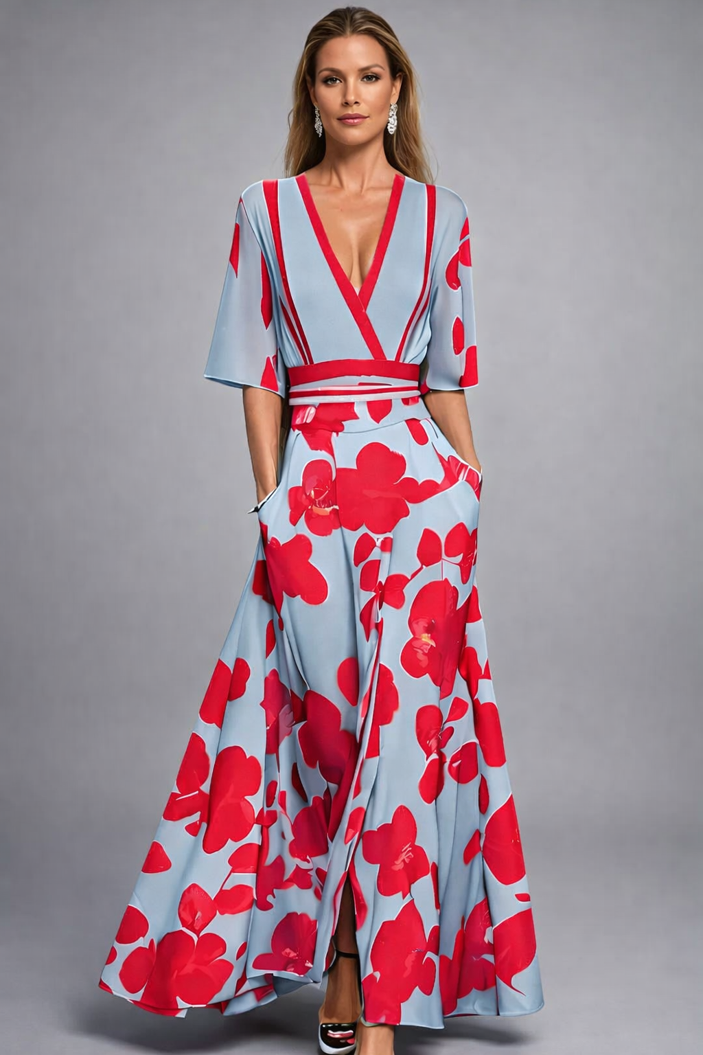 Elisa - Vestido Maxi Envolvente Elegante con Flores