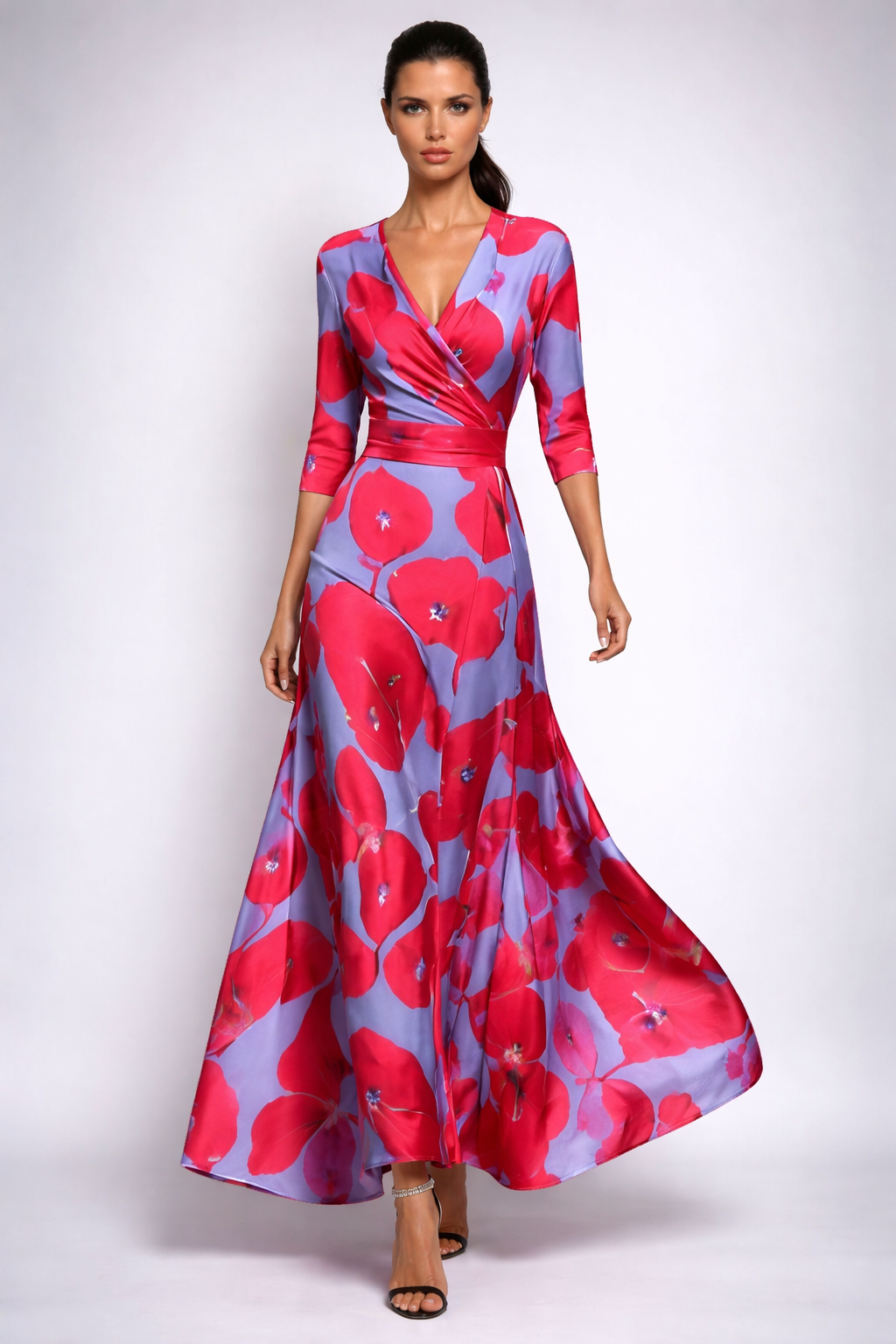 Elisa - Vestido Maxi Envolvente Elegante con Flores