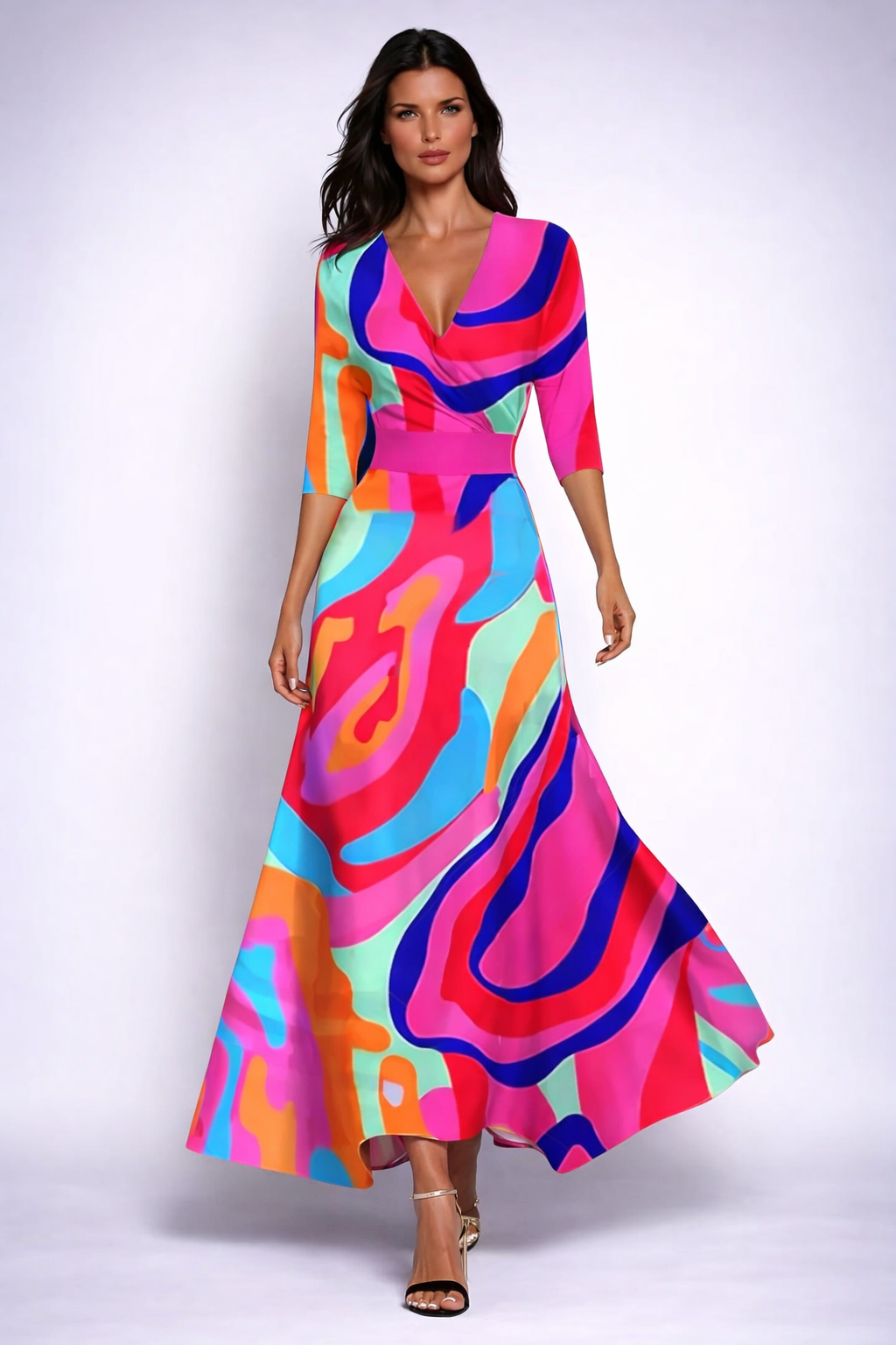 Elisa - Vestido Maxi Envolvente Elegante con Flores