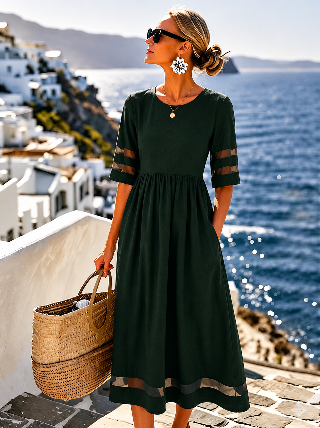 Cerelia | Vestido midi ajustado con efecto de control de abdomen