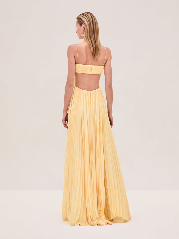 Varranza - Vestido Maxi A-Line con Corte Plisado en la Cintura