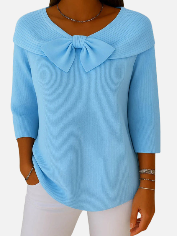Lene | Blusa de Punto Acanalado Elegante con Lazo