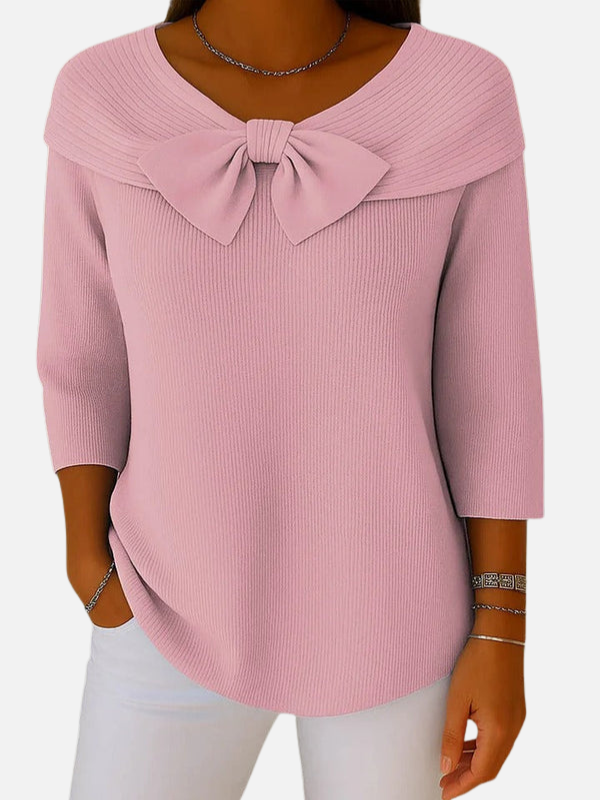 Lene | Blusa de Punto Acanalado Elegante con Lazo