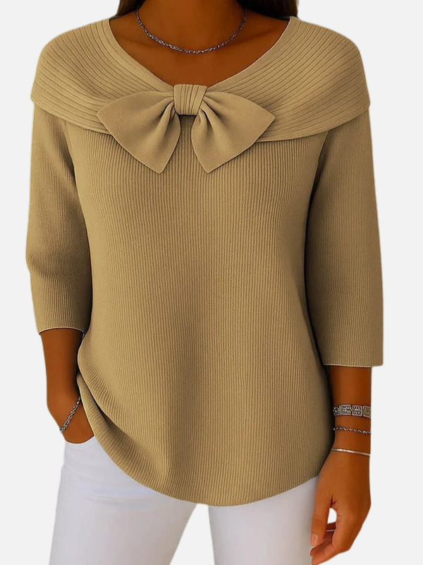 Lene | Blusa de Punto Acanalado Elegante con Lazo