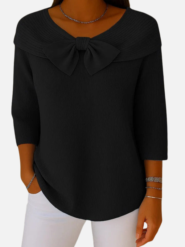 Lene | Blusa de Punto Acanalado Elegante con Lazo
