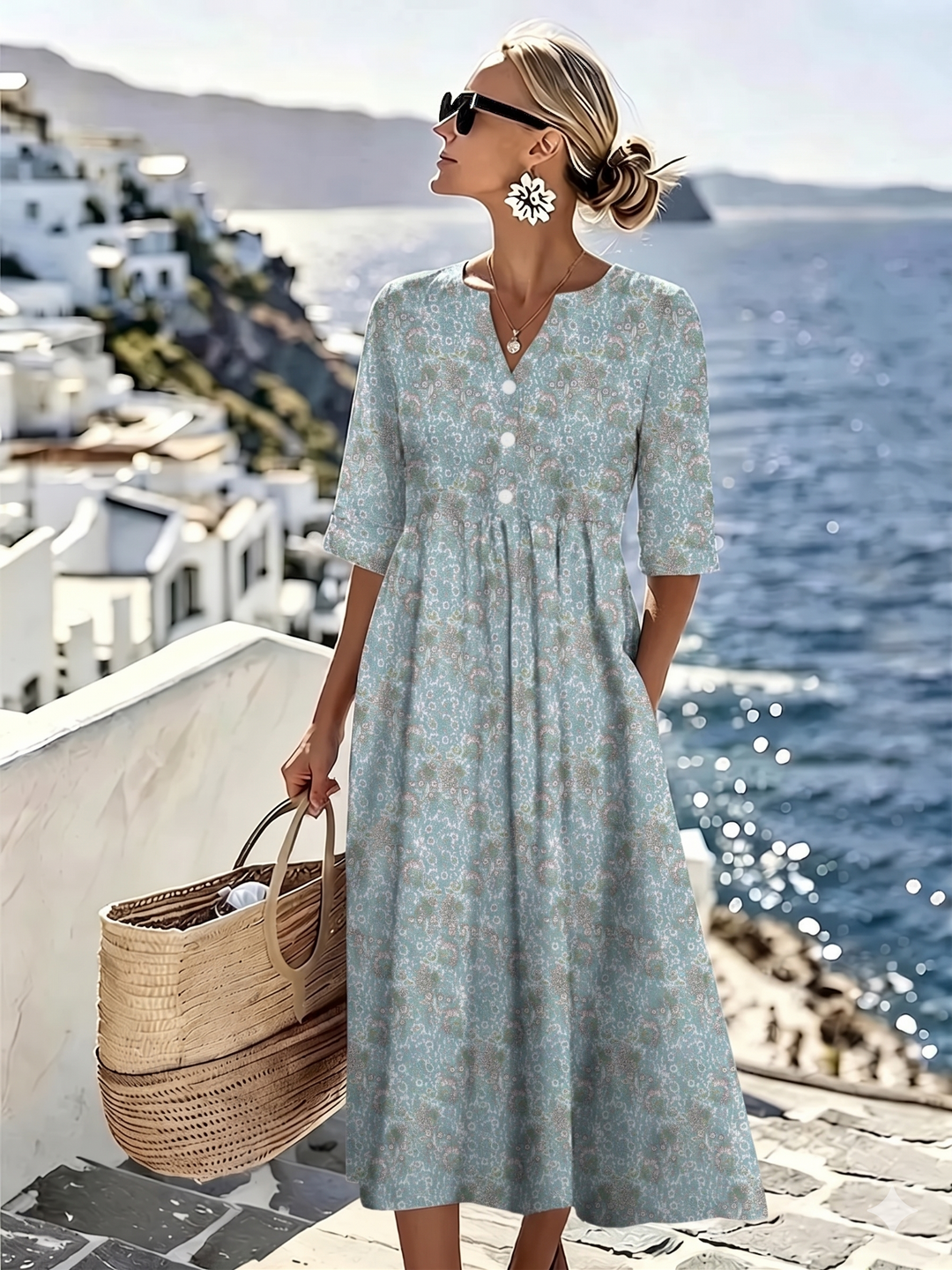 Elly™ | Vestido Midi Floral de Verano