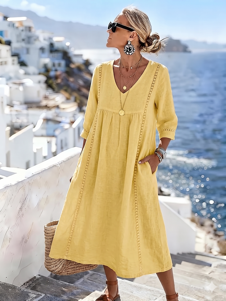 Helena - Vestido Casual de Encaje de Parches Suelto