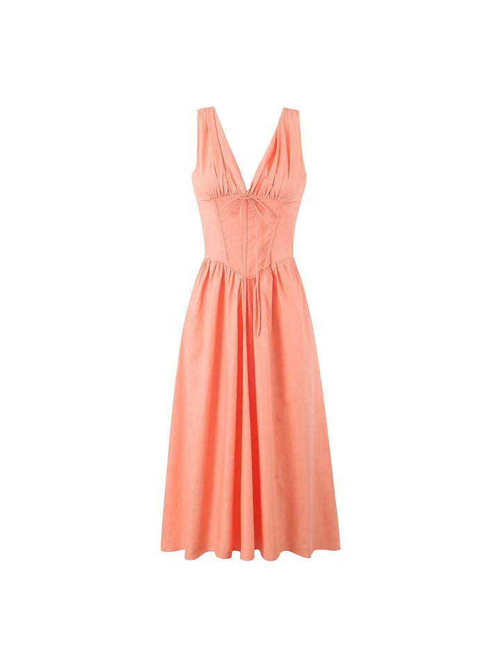 Ariana - Vestido Midi con Corsé y Escote en V