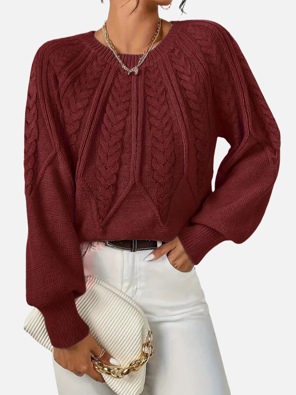 Mette | Suéter de Punto Trenzado con Cuello Redondo