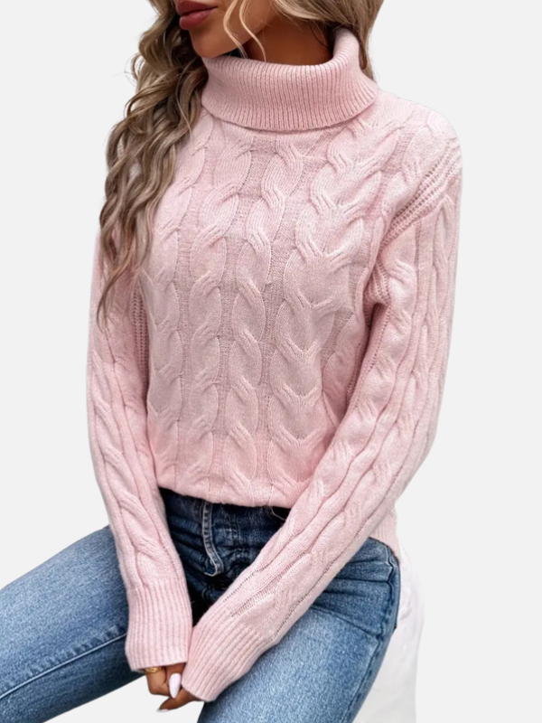 Kirsten | Suéter de punto trenzado con cuello vuelto – Damas
