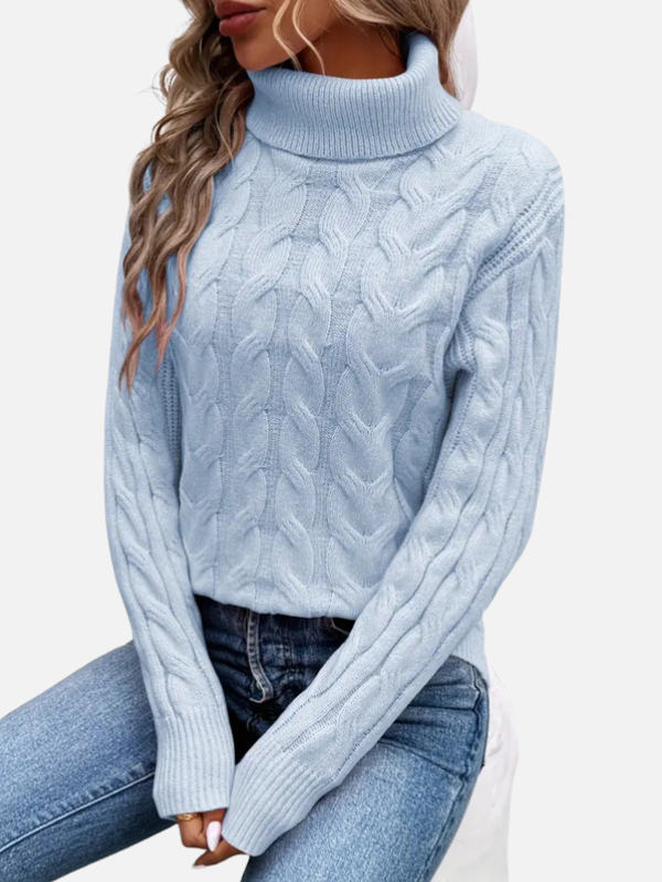 Kirsten | Suéter de punto trenzado con cuello vuelto – Damas