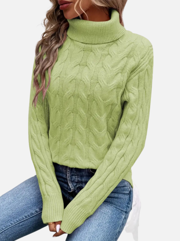 Kirsten | Suéter de punto trenzado con cuello vuelto – Damas