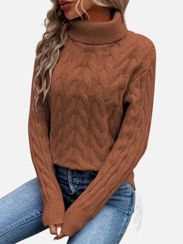 Kirsten | Suéter de punto trenzado con cuello vuelto – Damas