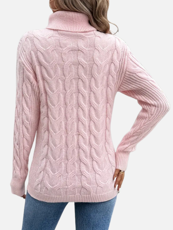 Kirsten | Suéter de punto trenzado con cuello vuelto – Damas