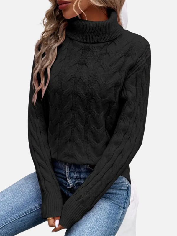 Kirsten | Suéter de punto trenzado con cuello vuelto – Damas