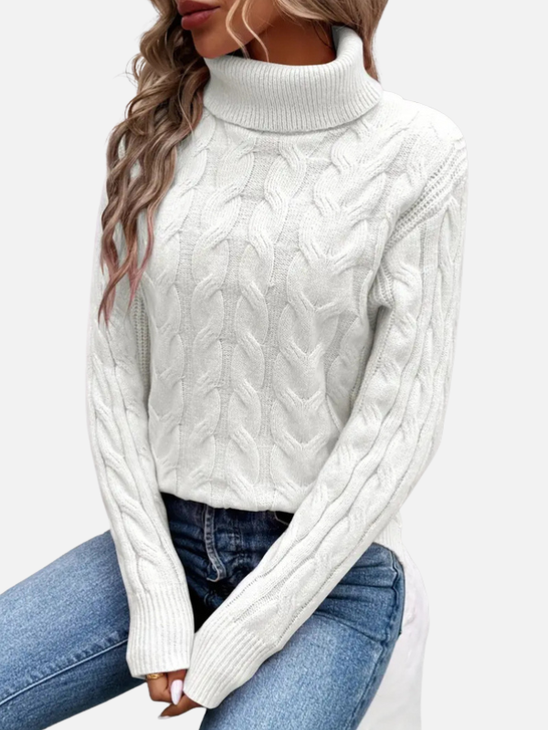 Kirsten | Suéter de punto trenzado con cuello vuelto – Damas