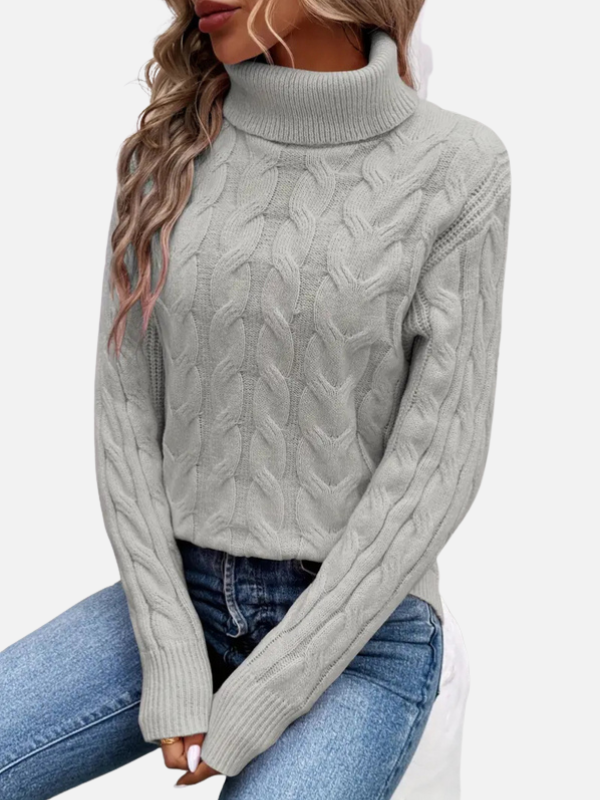 Kirsten | Suéter de punto trenzado con cuello vuelto – Damas