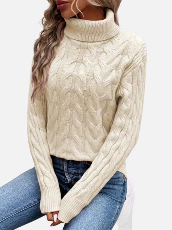 Kirsten | Suéter de punto trenzado con cuello vuelto – Damas