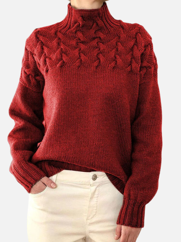Hanne | Suéter de Punto Trenzado con Cuello Alto