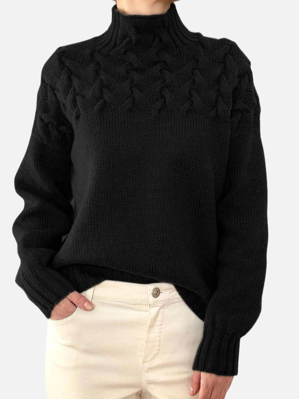 Hanne | Suéter de Punto Trenzado con Cuello Alto