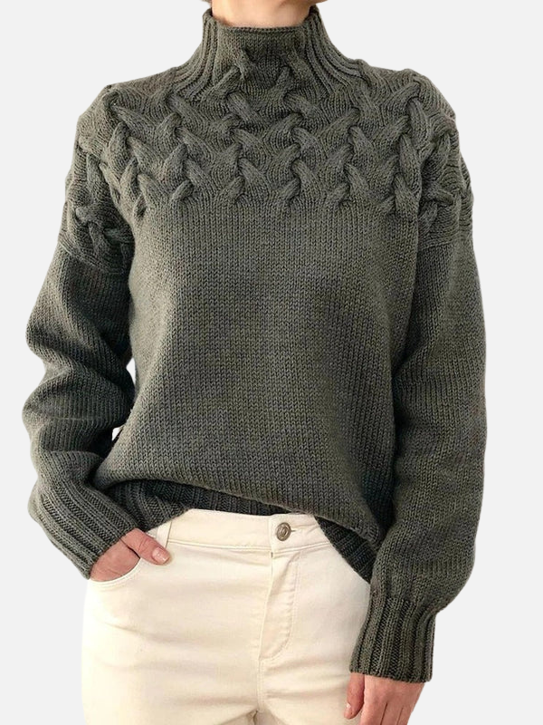 Hanne | Suéter de Punto Trenzado con Cuello Alto