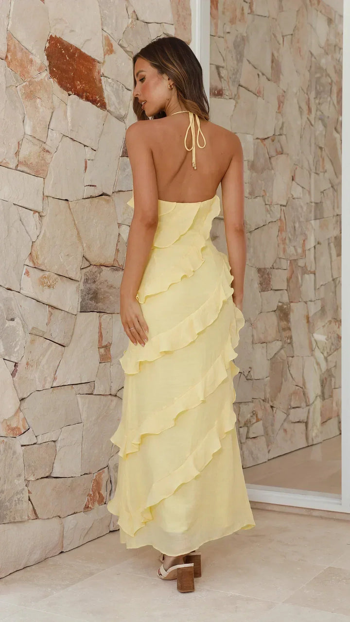 Luna Fashion House | Vestido Maxi con Volantes para Damas – Vestido de Verano Elegante