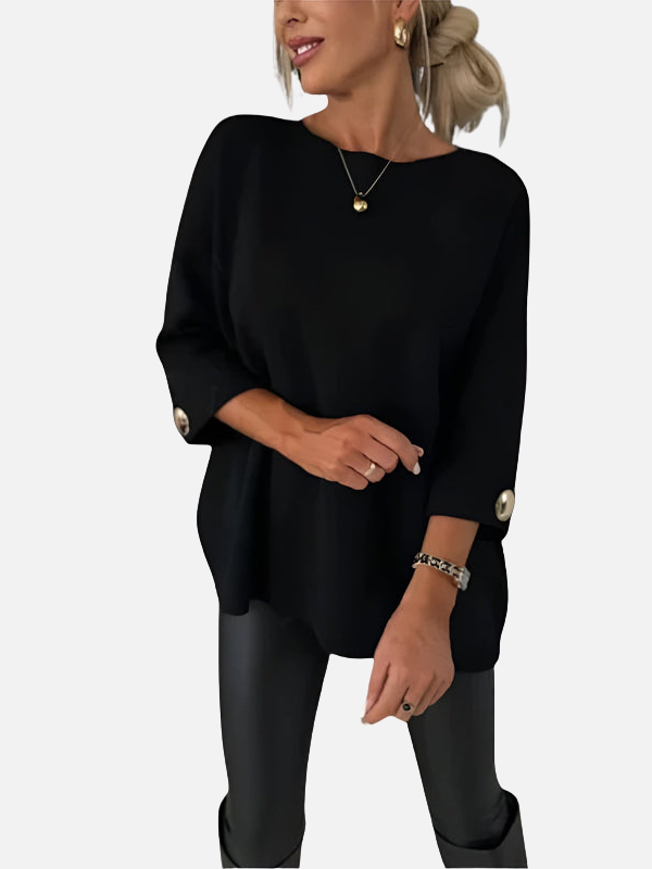 Karen | Blusa Larga de Punto con Detalle de Botón