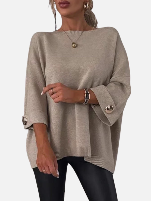 Anne | Blusa Larga de Punto con Detalles de Botones