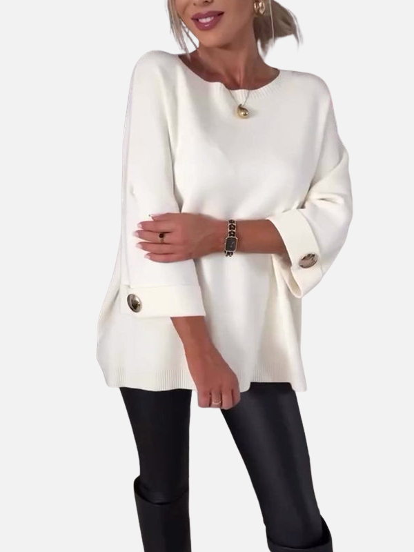 Anne | Blusa Larga de Punto con Detalles de Botones