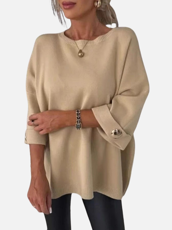 Anne | Blusa Larga de Punto con Detalles de Botones