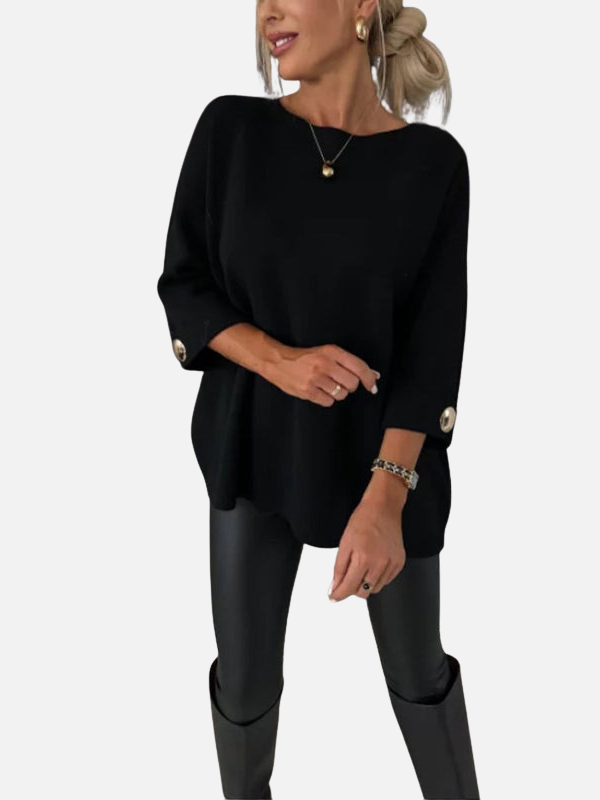 Anne | Blusa Larga de Punto con Detalles de Botones