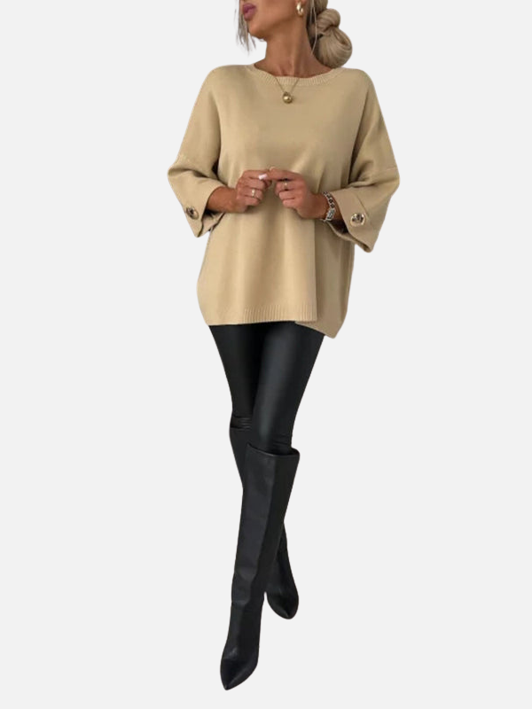 Anne | Blusa Larga de Punto con Detalles de Botones