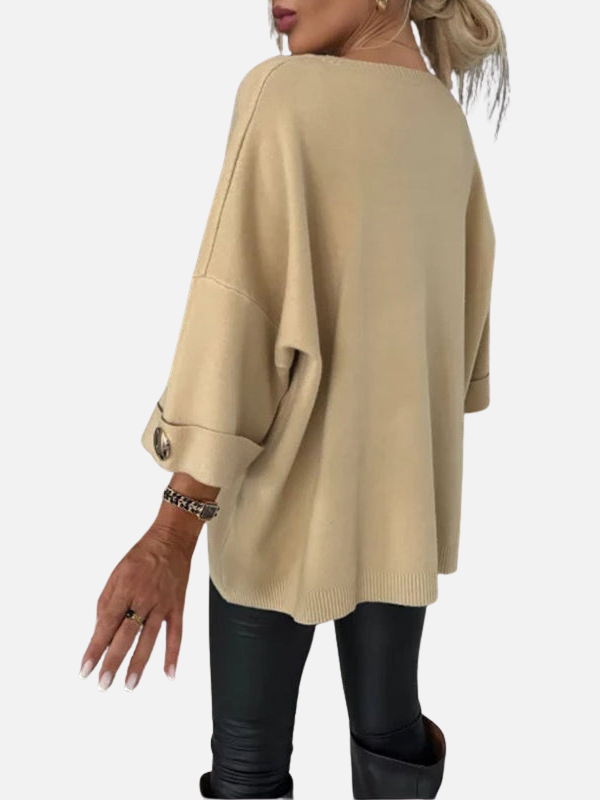 Anne | Blusa Larga de Punto con Detalles de Botones