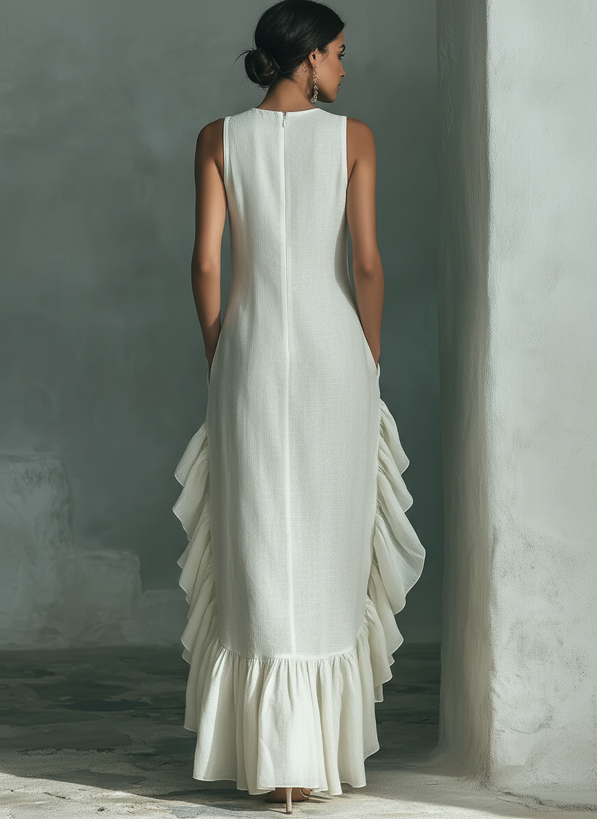Sophie - Vestido Maxi Sin Mangas de Lino Marfil