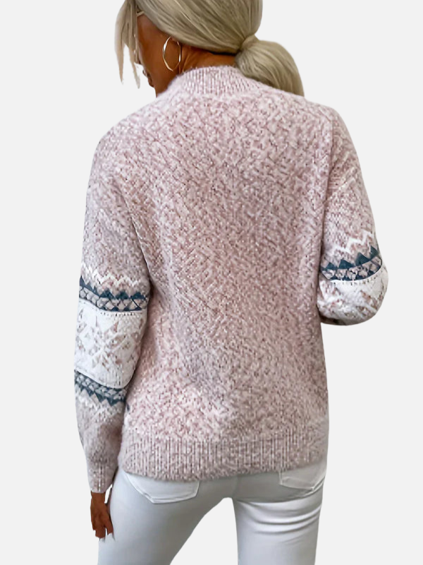 María | Suéter de Punto con Diseño de Copos de Nieve