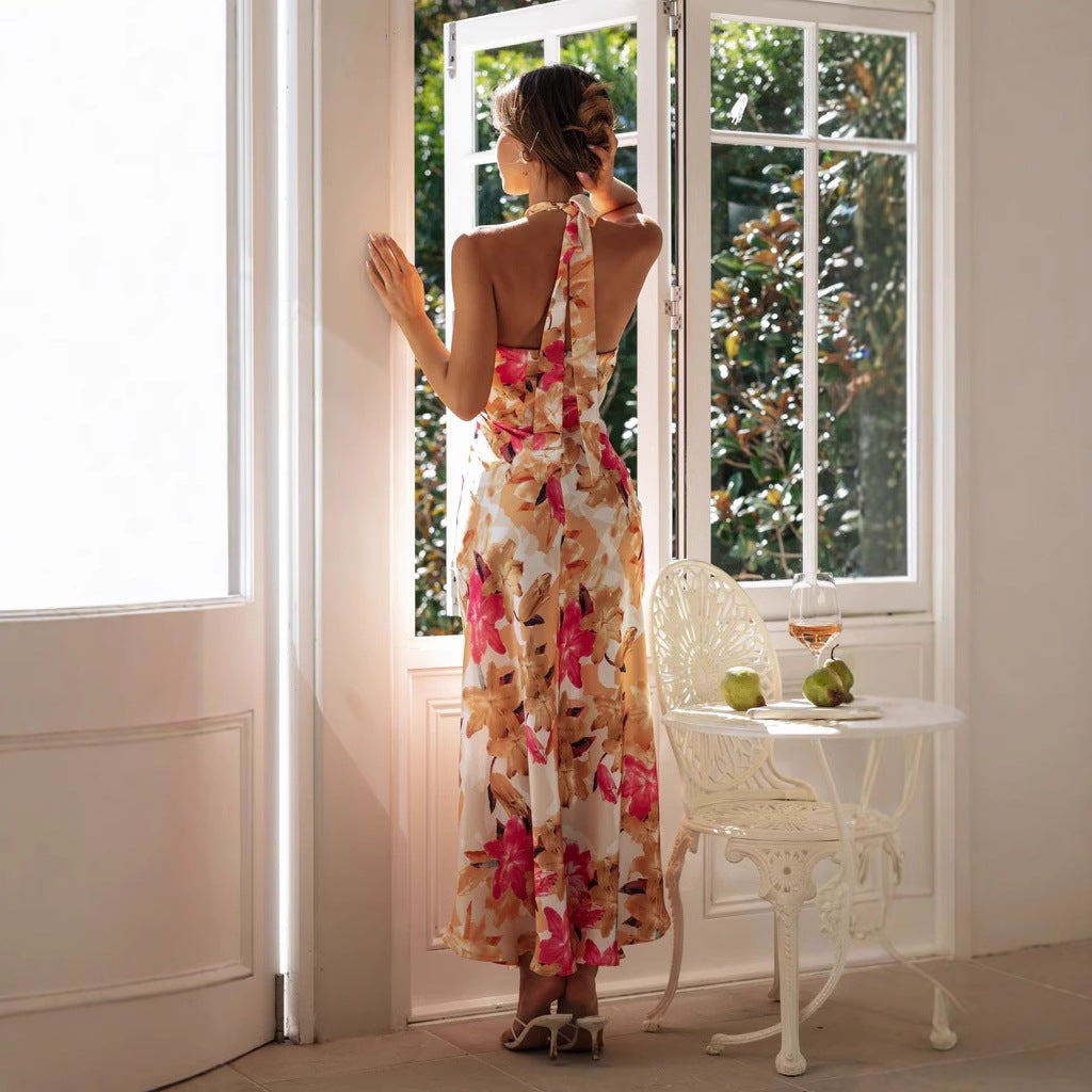 Minirva - Vestido Midi de Cuello Alto con Encanto Floral