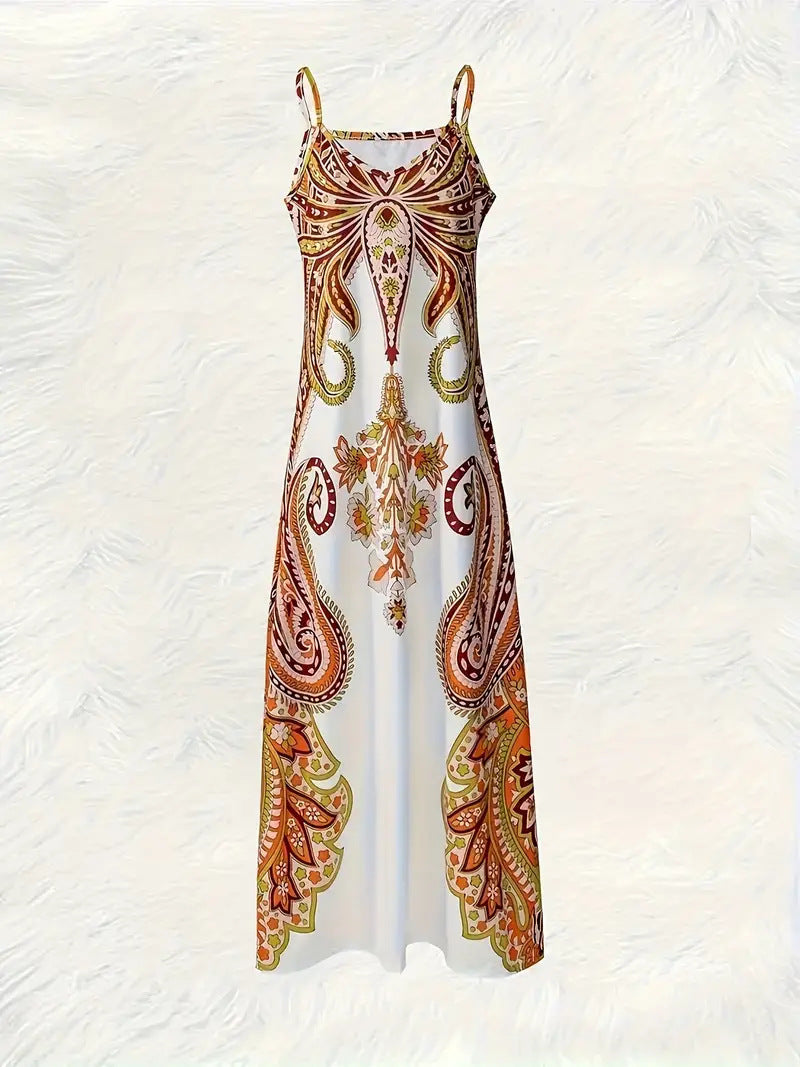 Chelsea - Vestido Midi con Estampado Bohemio de Lunares y Volantes