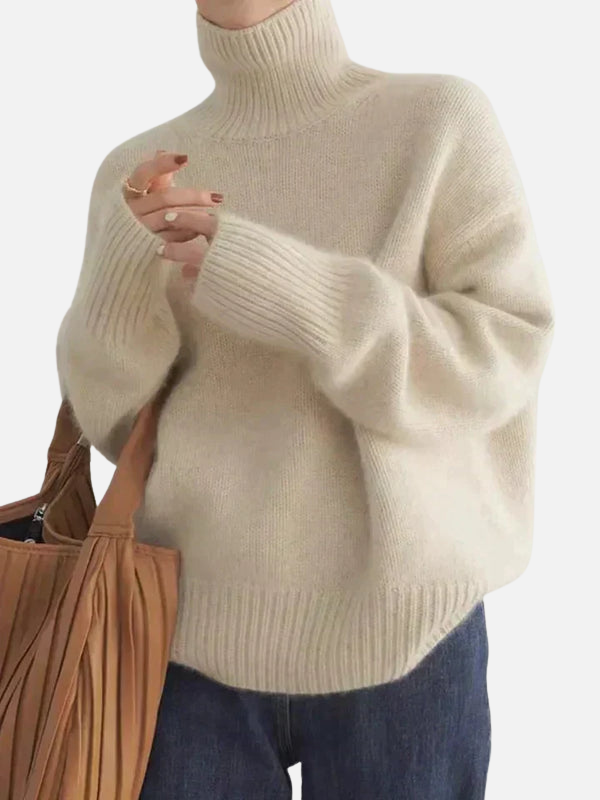 Anne | Suéter de Cuello Alto Oversized en Tejido Suave