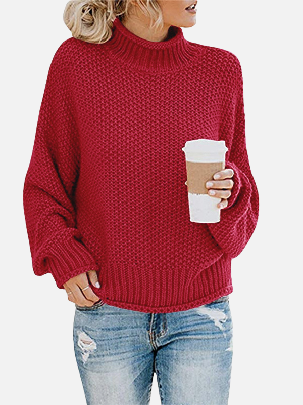 Anna | Suéter Oversized de Cuello Alto en Tejido Grueso