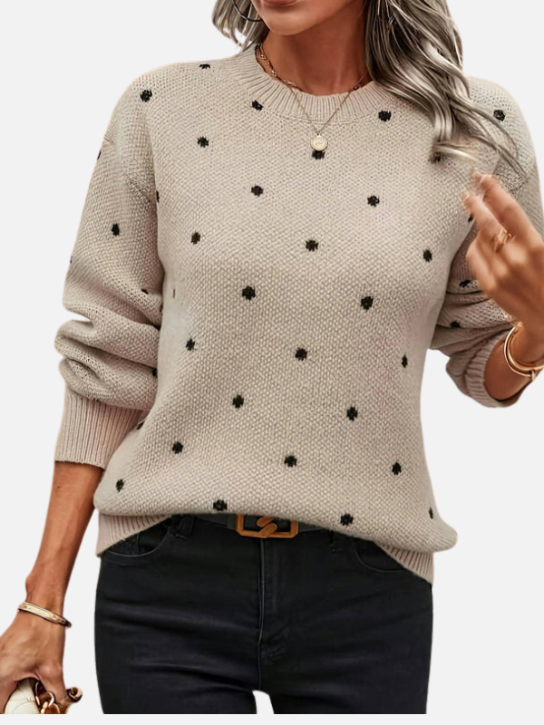 Lene | Jersey de punto de lunares con cuello redondo