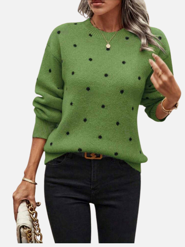 Lene | Jersey de punto de lunares con cuello redondo