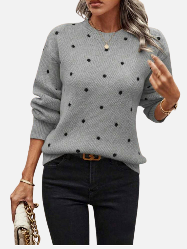 Lene | Jersey de punto de lunares con cuello redondo