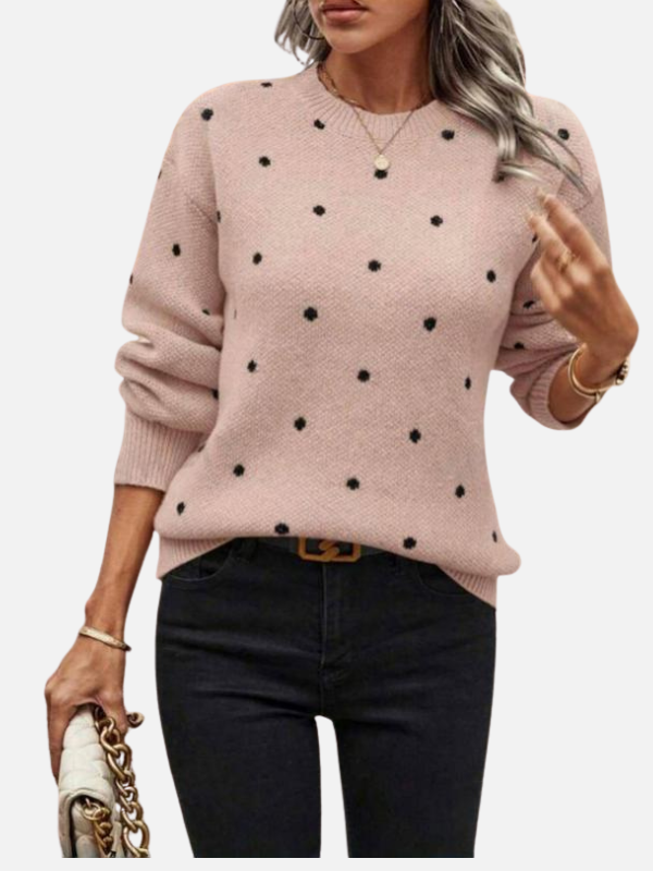 Lene | Jersey de punto de lunares con cuello redondo