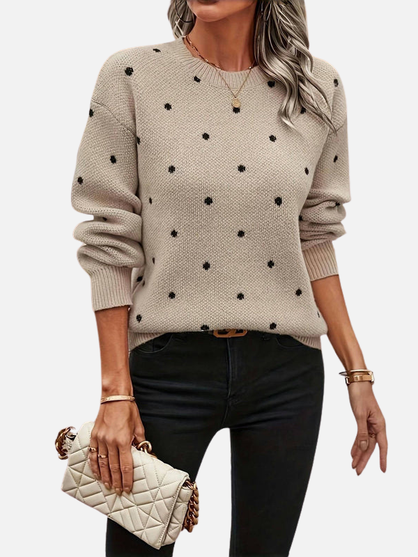 Lene | Jersey de punto de lunares con cuello redondo