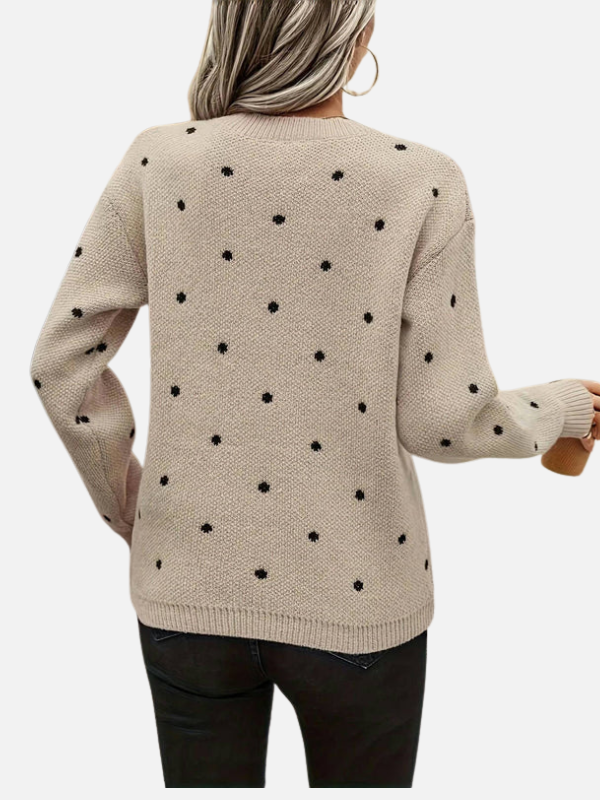 Lene | Jersey de punto de lunares con cuello redondo