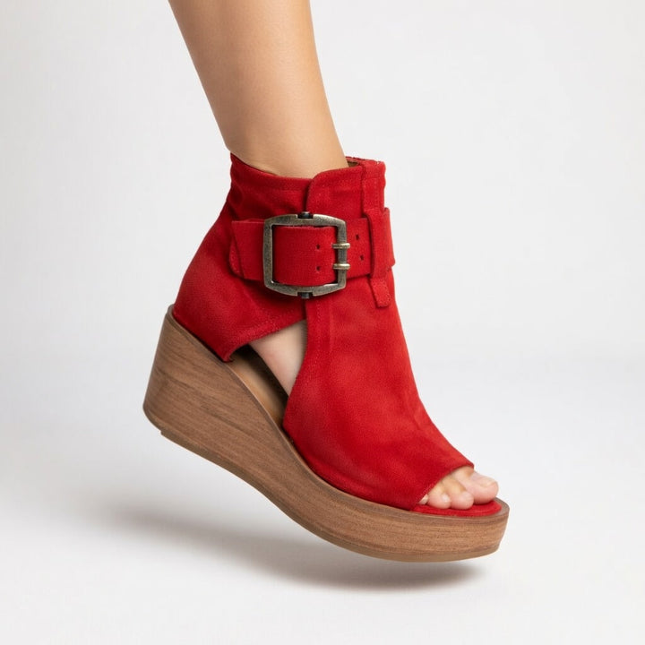 Sarah™ — Botas de Tobillo con Cuña y Punta Abierta con Estilo
