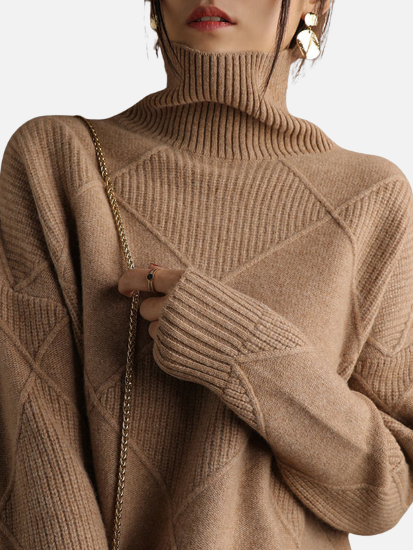Susanne | Suéter de Cuello Alto con Patrón de Diamante